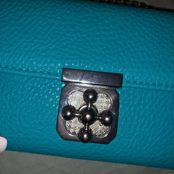 Bright Blue wallet with shoulder strap - Picture 2 of 5